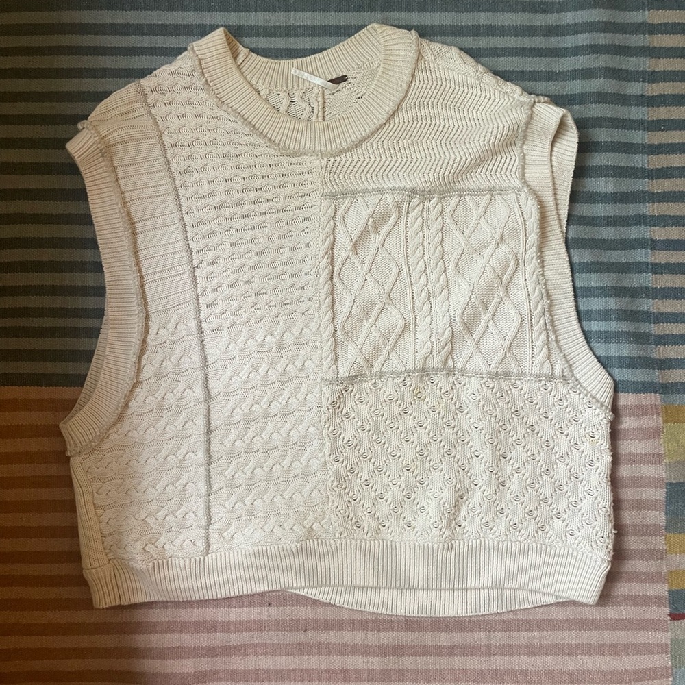 Free People Ivory Cable Knit Sweater vest